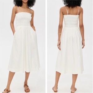 Reformation Kerrie Midi Dress White Ivory French Cotton Causal Womens 6 NWT